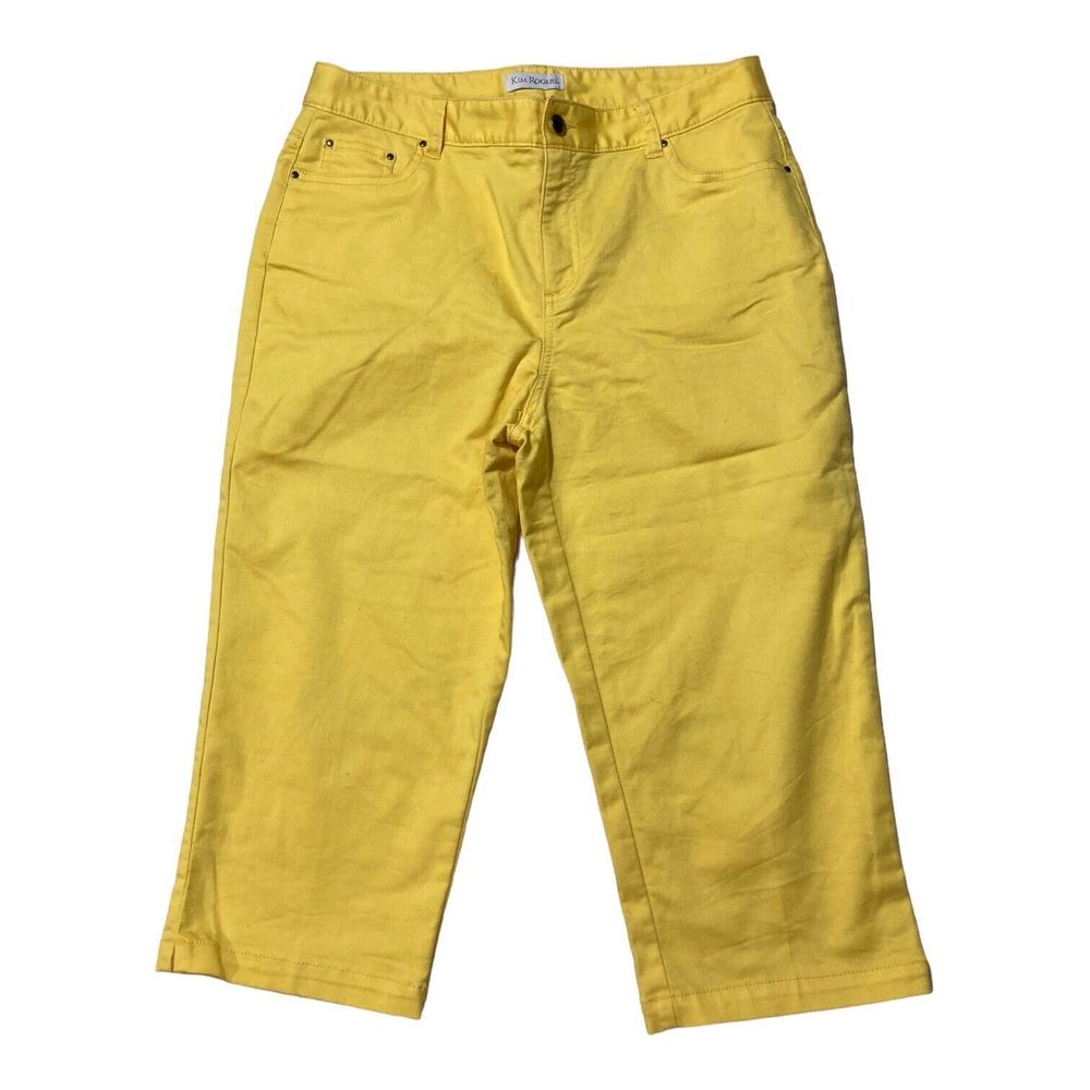 Kim Rogers Capris Stretch Pants Women's Size 10 Yellow EUC